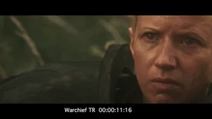 Szene aus „Warchief“: ein Gesicht in Nahaufnahme