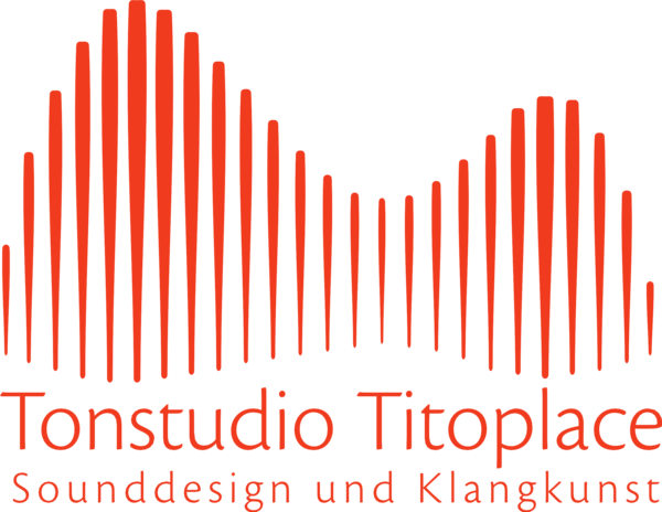 Logo Tonstudio Titoplace – Wellenform über dem Schriftzug Sounddesign und Klangkunst